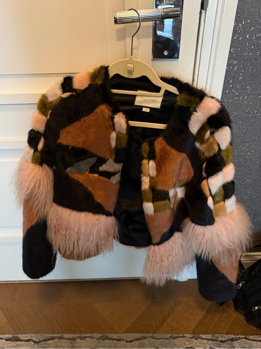 ALEXIS Kotto Patchwork Faux Fur Jacket — Pink, Brown, Olive, Black